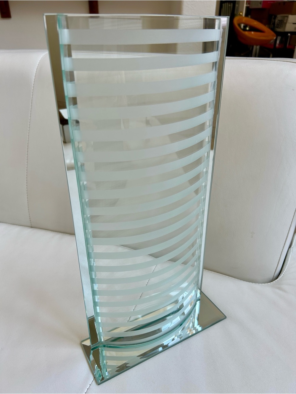 Z Gallerie  Modern Frosted Glass Stripe Vase